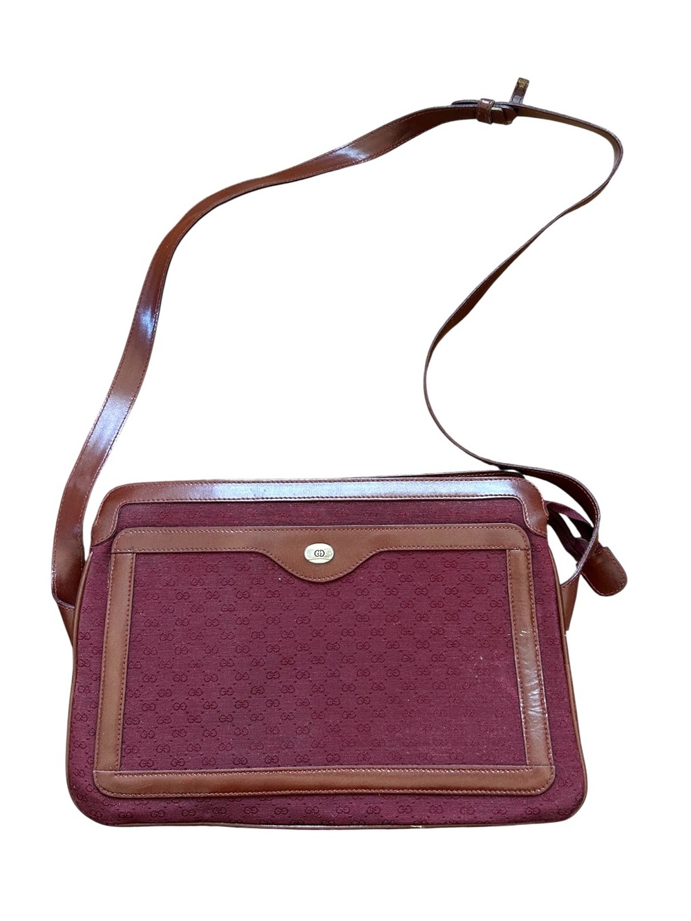 Vtg GUCCI GG Burgundy Red Brown Crossbody Shoulder Purse